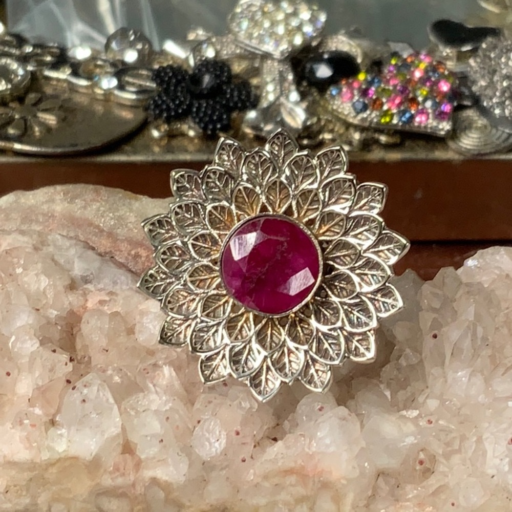 Ruby 925 Sterling Silver Ring, Size 8 - image 1